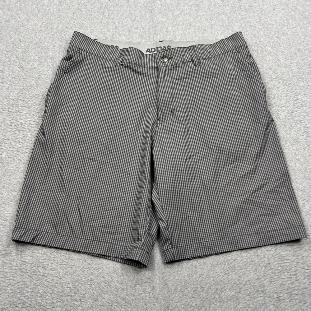 Adidas Golf Shorts Mens 36 Gray Ultimate365 Gingham Woven Stretch Performance